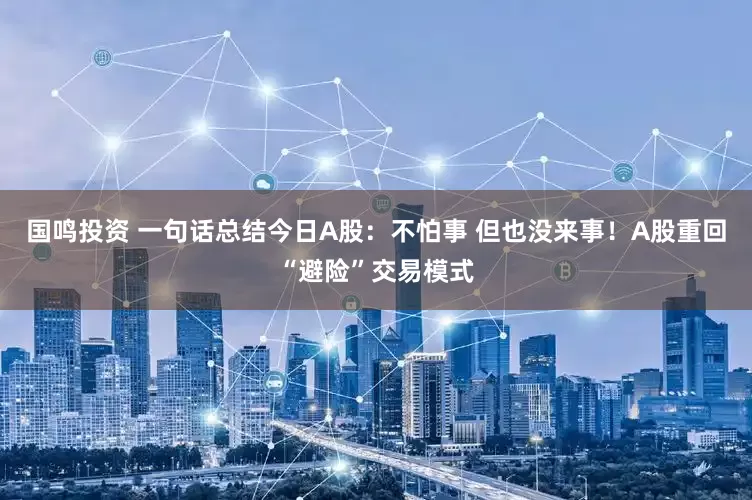 国鸣投资 一句话总结今日A股：不怕事 但也没来事！A股重回“避险”交易模式