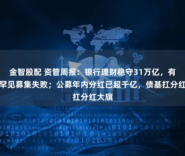 金智股配 资管周报：银行理财稳守31万亿，有产品罕见募集失败；公募年内分红已超千亿，债基扛分红大旗